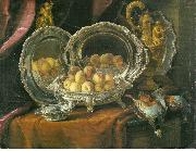 Francois Desportes silverterrin med persikor oil painting picture wholesale